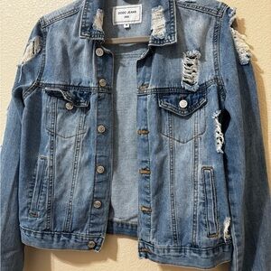 Gogo Jeans USA Distressed Denim Jacket Women’s Size M Light Wash